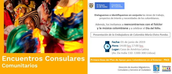 La Embajada de Colombia en Portugal y el Consulado en Lisboa invitan al Encuentro Consular Comunitario que se realizará el 1 de junio