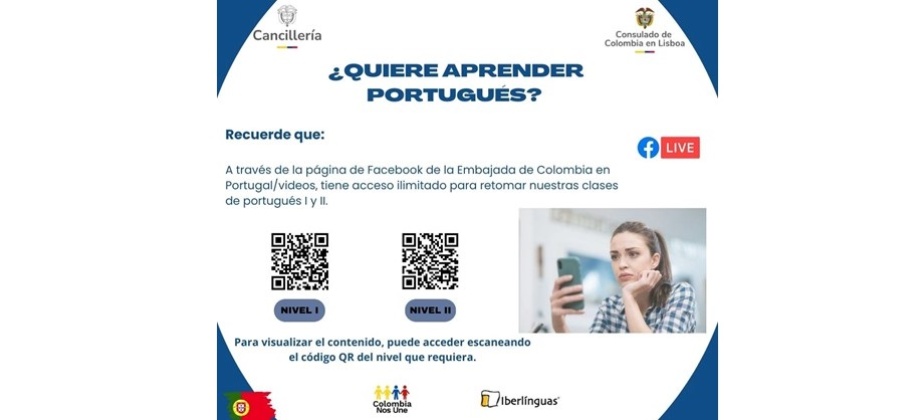 Consulado de Colombia en Lisboa ofrece cursos gratuitos de portugués a toda la comunidad