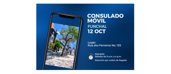 El Consulado de Colombia en Lisboa realizará un Consulado Móvil en la ciudad de Funchal, Isla de Madeira, el próximo sábado, 12 de octubre